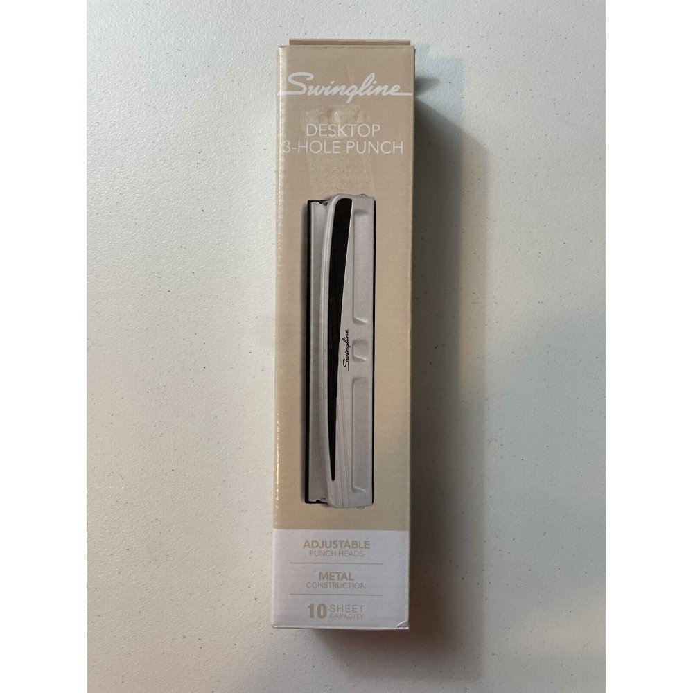 Swing line 3-Hole Punch Adjustable Metal 10 Sheet Capacity Swingline - New